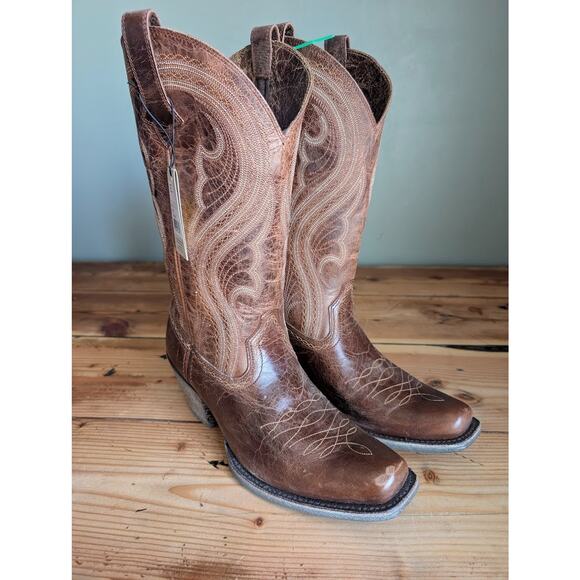 Ariat Shoes - NWT Ariat Lively Womens Sz 9.5 B Sassy Brown Leather Cowboy Square Toe